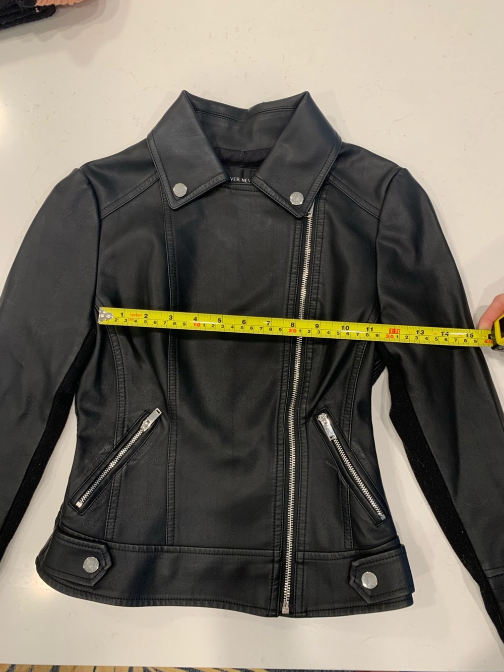 Black Faux Leather Moto Jacket with Silver hardware
